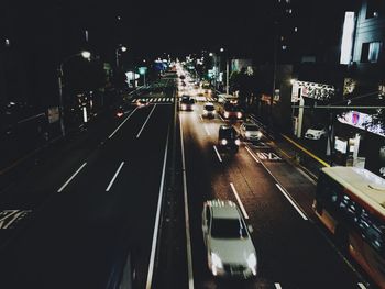 Illuminated city at night