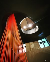 Low angle view of illuminated lamp