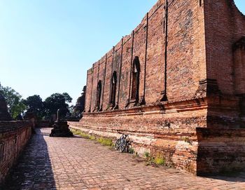 View of old ruin building against clear sky