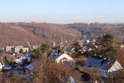 High angle view of townscape against sky