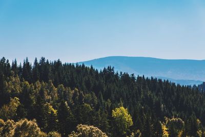 Scenic view of mountains against clear sky