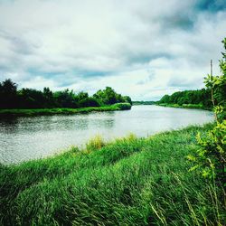 Scenic view of lake against sky