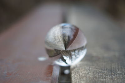 High angle view of glass on table