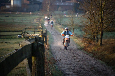 Shot of dirt bikers on track