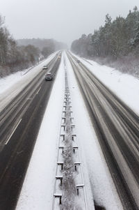 View of railroad tracks during winter