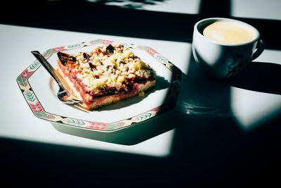 Close-up of breakfast served on table