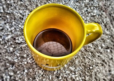 High angle view of tea cup