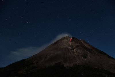 Mount merapi erupts with high intensity at night during a full moon. 