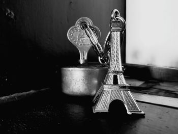 Close-up of electric lamp on table