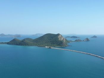 Scenic view of sea against blue sky