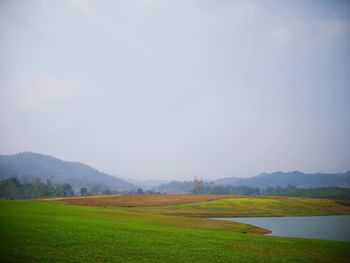 Scenic view of field against sky