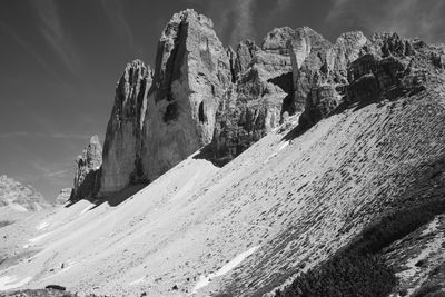 Scenic view of mountain against sky during winter