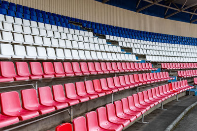 Empty chairs in stadium