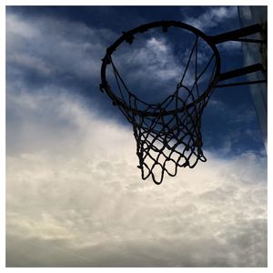 Low angle view of basketball hoop against sky