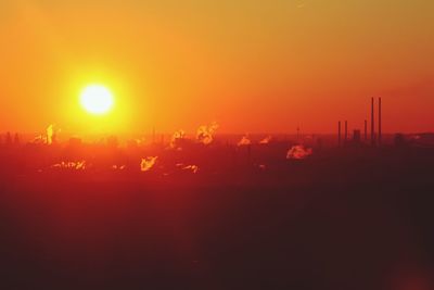 Silhouette landscape at sunset