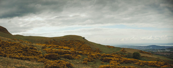 Scenic view of mountains against sky