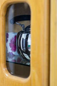 Close-up of faucet in bathroom at home