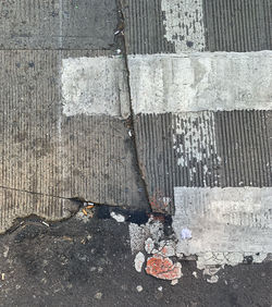 High angle view of damaged wall