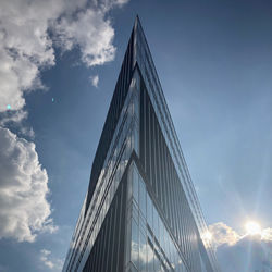 Low angle view of modern building against sky