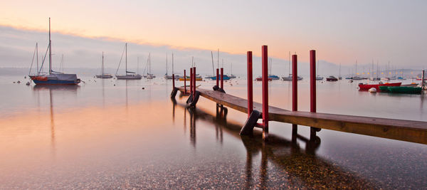 Boat moored in sea