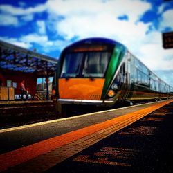 Train on railroad station platform