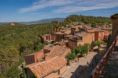 High angle view of townscape against sky