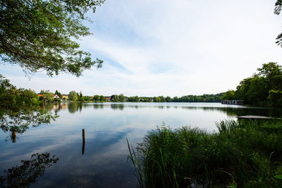 Scenic view of lake against sky