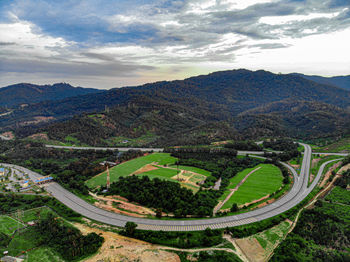 High angle view of landscape against sky