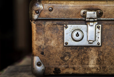 Close-up detail of vintage suitcase