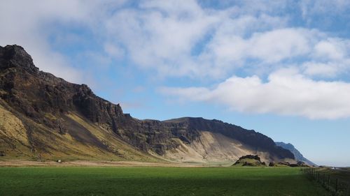 Scenic view of mountains against sky