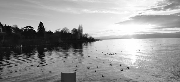 Scenic view of lake against sky