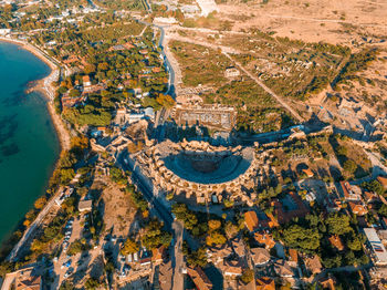 The ancient city of side. port. peninsula. turkey. manavgat. antalya.