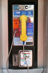 Close-up of telephone booth