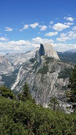 Scenic view of landscape and mountains against sky