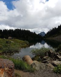 Scenic view of lake against sky