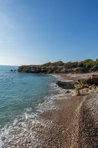 Scenic view of sea against clear sky