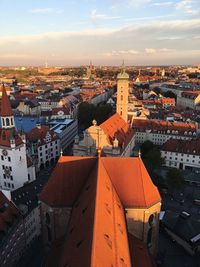 High angle view of town in city