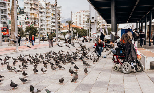 People on street in city