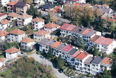High angle view of houses