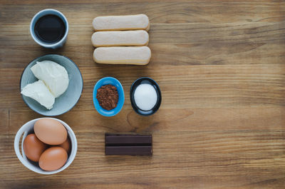 High angle view of food on table