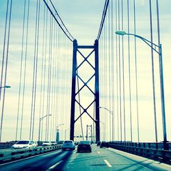 Suspension bridge at dusk