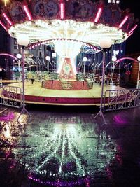 Illuminated lights at night