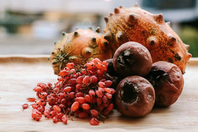 Close-up of fruits on table