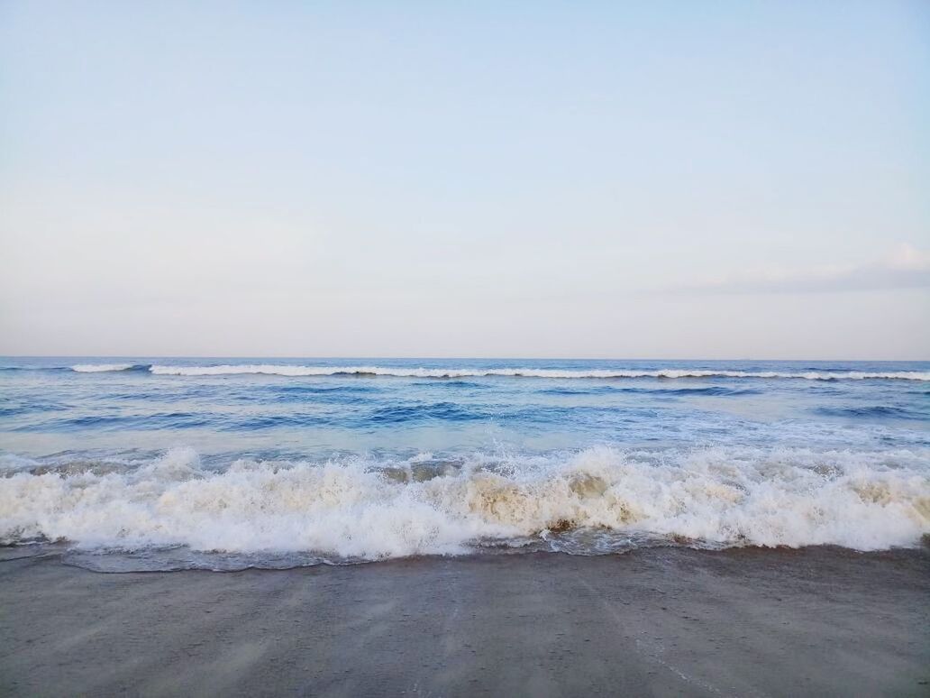 sea, wave, beach, horizon over water, water, surf, nature, beauty in nature, scenics, sky, no people, outdoors, tranquil scene, sand, sunset, tranquility, tide, day, clear sky