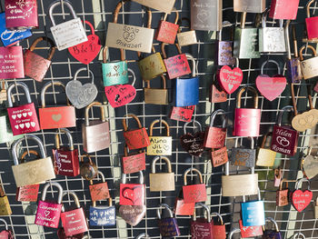 Full frame shot of love padlocks