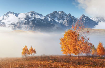 Scenic view of mountains against sky