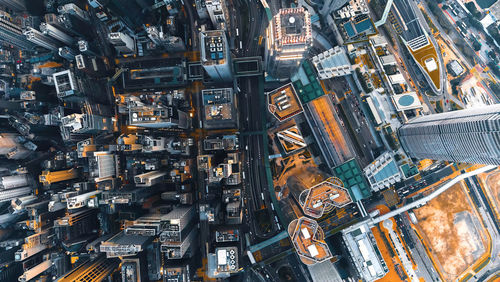 High angle of top view of buildings in city ,hong kong