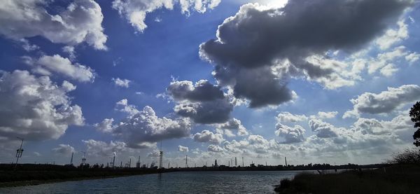 Panoramic view of river against sky