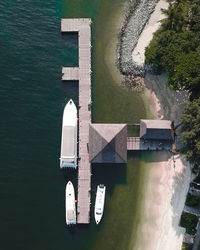 High angle view of built structure by river