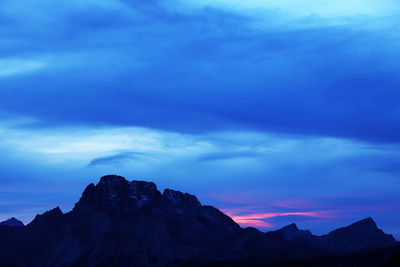 Low angle view of mountain against sky during sunset